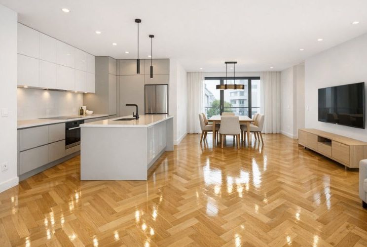 Grundreinigung von Wohn- und Geschäftsräumen mit gründlich gereinigten Böden und sauberen Oberflächen