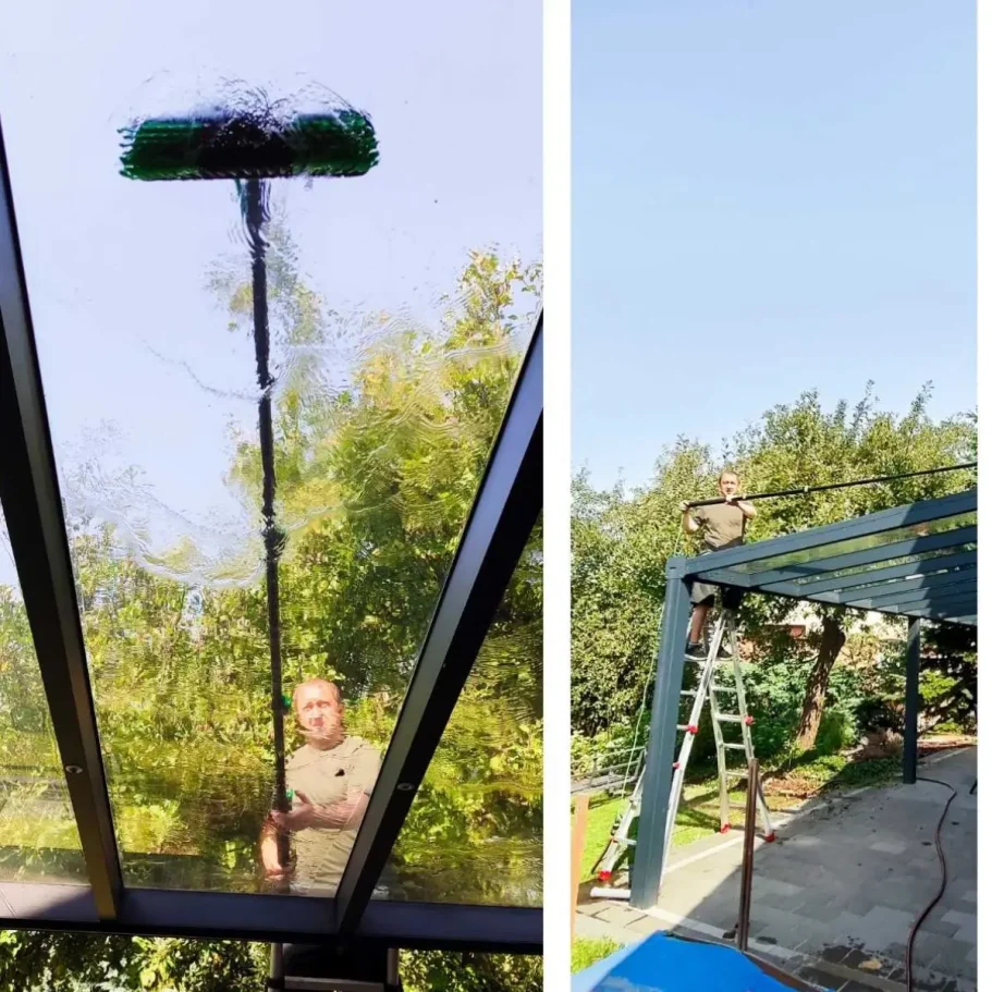 Glasdachreinigung Saubere Glasflächen im Wintergarten nach professioneller Reinigung